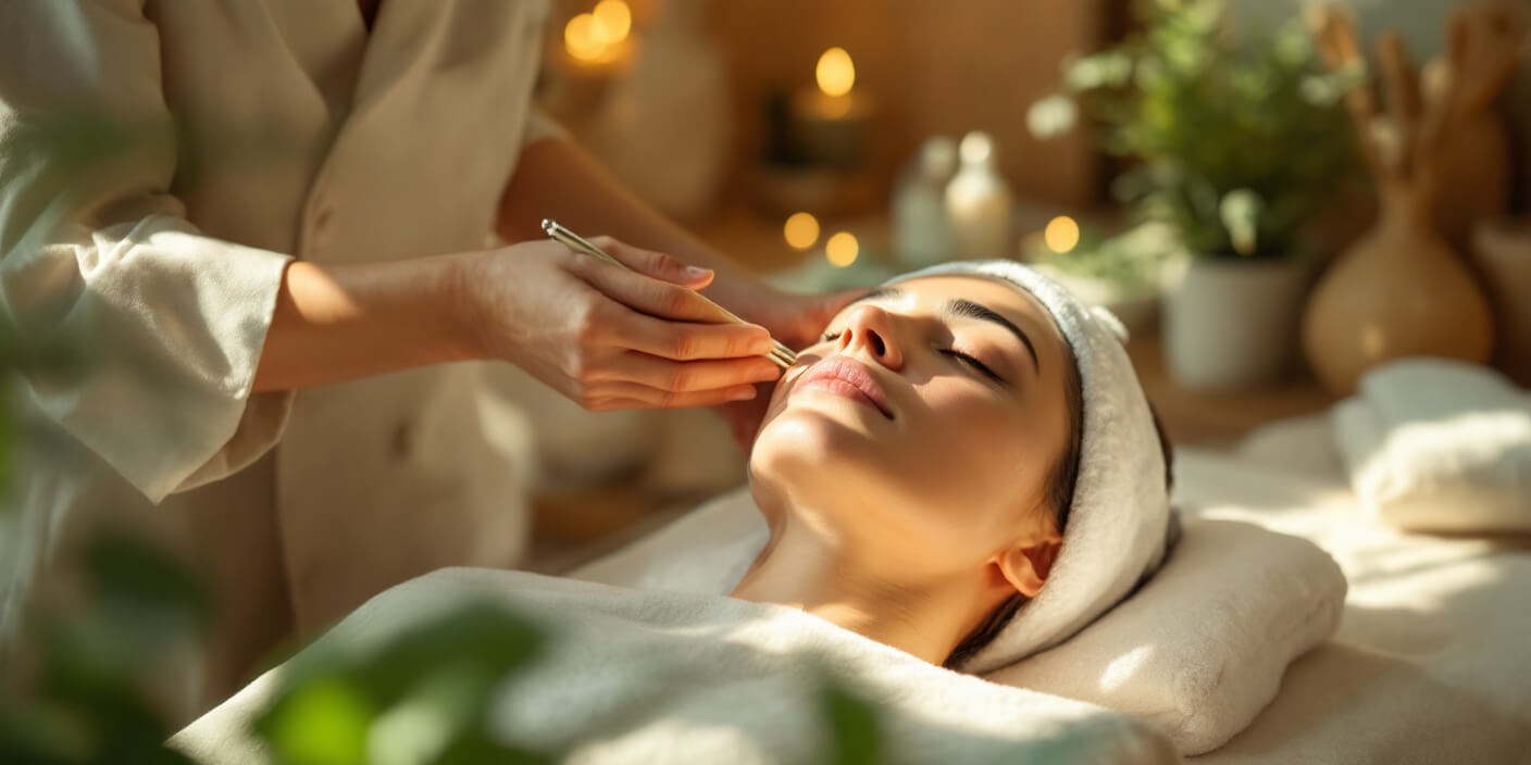 Tratamiento facial con mascarilla en ambiente cálido y relajante. Tratamientos de belleza y bienestar natural